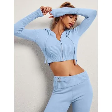 LILLUSORY 2 Two Piece Sets Women 2024 Fall Fashion Casual Trendy Sexy Y20K Clothes Sweatsuit Sweat Suit Matching Loungewear Lounge Pants Hoodies Sweater Outfits Clothing