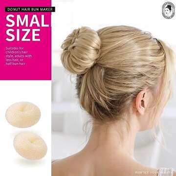 Teenitor Donut Bun Maker Set - Hair Bun Ring with 5 Bands, 20 Bobby Pins & 7 Chignons (2 Small, 2 Medium, 1 Large, 1 Extra-Large) for Hairstyles in Beige