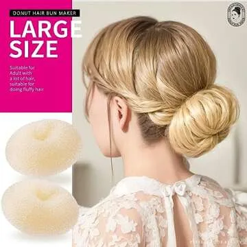Teenitor Donut Bun Maker Set - Hair Bun Ring with 5 Bands, 20 Bobby Pins & 7 Chignons (2 Small, 2 Medium, 1 Large, 1 Extra-Large) for Hairstyles in Beige