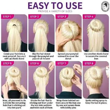 Teenitor Donut Bun Maker Set - Hair Bun Ring with 5 Bands, 20 Bobby Pins & 7 Chignons (2 Small, 2 Medium, 1 Large, 1 Extra-Large) for Hairstyles in Beige