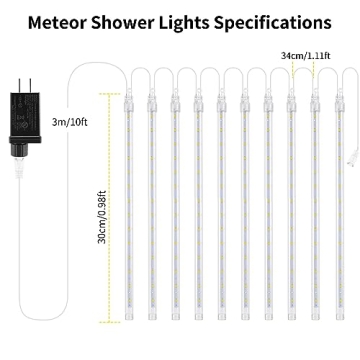 JJGoo Meteor Shower Rain Lights: 10 Tube 240 LEDs