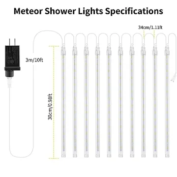 JJGoo Meteor Shower Rain Lights: 10 Tube 240 LEDs