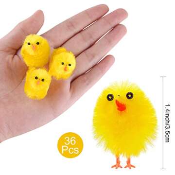 TUPARKA 36Pcs Easter Eggs with 36Pcs Easter Chicks Mini Fully Chenille Easter Chicks Easter Basket S...