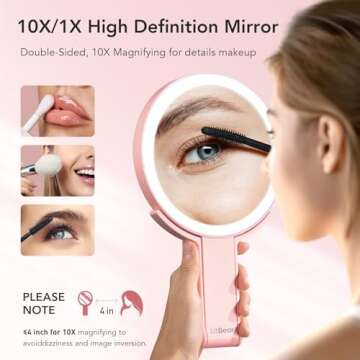 LitBear Travel Makeup Mirror with Rechargeable Lights