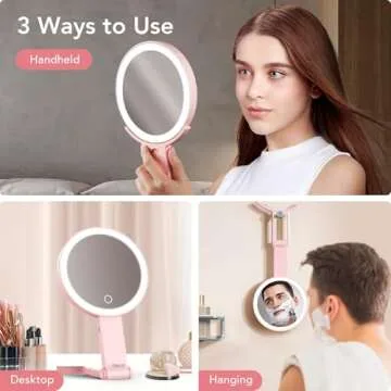 LitBear Travel Makeup Mirror with Rechargeable Lights
