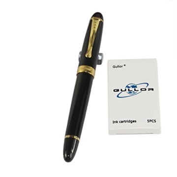 Gullor Jinhao 450 Fountain Pen - Stylish Black with 5 Ink Colors