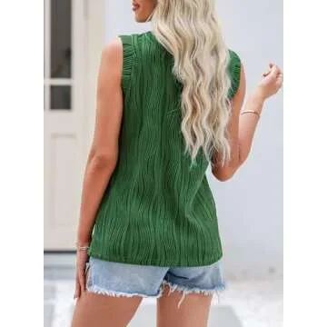 EVALESS Women's Sleeveless Wavy Tank Top for Summer