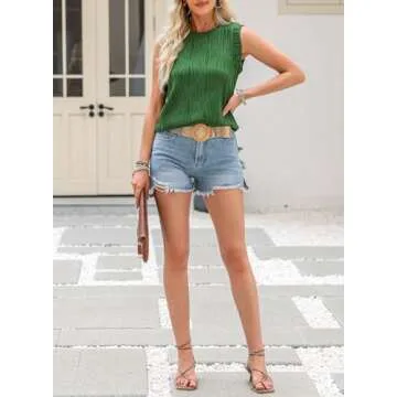 EVALESS Women's Sleeveless Wavy Tank Top for Summer