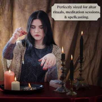 Vrinda® Set of 20-4" Mini Chime Ritual Spell Unscented Taper Candles – Ideal for Chime/Altar/Spell Work (Black)