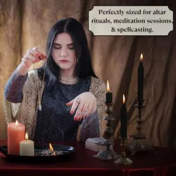 Vrinda® Set of 20-4" Mini Chime Ritual Spell Unscented Taper Candles – Ideal for Chime/Altar/Spell Work (Black)