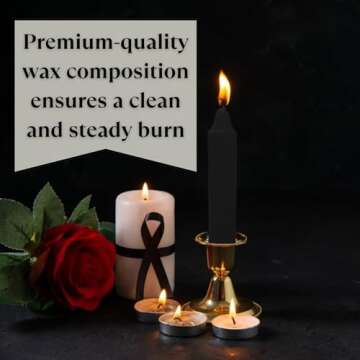 Vrinda® Set of 20-4" Mini Chime Ritual Spell Unscented Taper Candles – Ideal for Chime/Altar/Spell Work (Black)