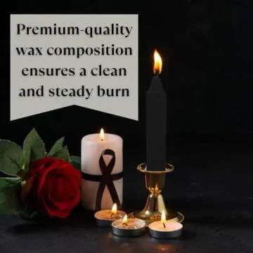 Vrinda® Set of 20-4" Mini Chime Ritual Spell Unscented Taper Candles – Ideal for Chime/Altar/Spell Work (Black)