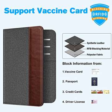 Fintie Passport Holder, Waterproof RFID blocking Cover Case Credit Card Slot, PU Leather Passport Cover Case Travel Essentials for Women Men