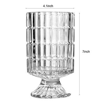 Glass Vase, Embossed Big Base Vase, Flower Vase Decorative for Home Office Wedding Holiday Party Celebrate. Hydroponic Green Plant Vase