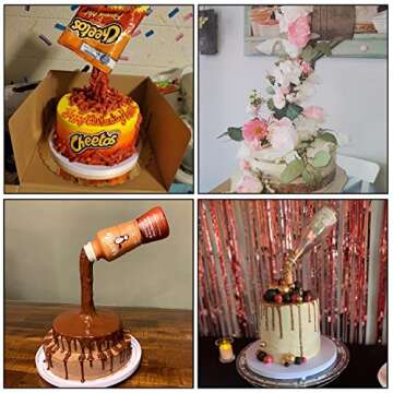 2-in-1 Upgrade Cake Support Kit Antigravity Cake Pouring Ice Cream Cone Support Reusable Cake Structure Frame DIY Cake Stand Handmade Cake Decoration for Baby Shower Graduation Birthday Wedding Party