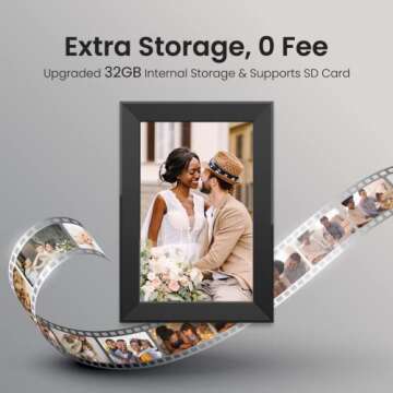 Skyrhyme 10.1 Inch Digital Picture Frame with 32GB Storage, Frameo WiFi Digital Photo Frame, 1280 * 800 IPS Touch Screen, Auto-Rotate Slideshow, Easy to Share Photo/Video via Free App