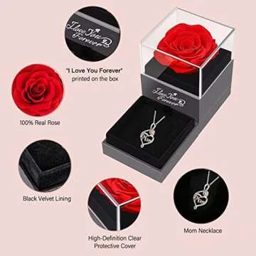 Gifts for Mom Preserved Flowers Real Red Rose Gifts for Mom Birthday Gifts for Mom from Daughter Son I Love You Mom Gifts for Mothers Day Valentines Christmas