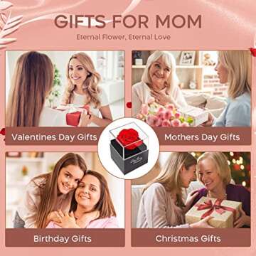 Gifts for Mom Preserved Flowers Real Red Rose Gifts for Mom Birthday Gifts for Mom from Daughter Son I Love You Mom Gifts for Mothers Day Valentines Christmas