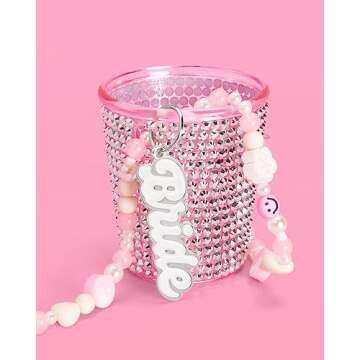 xo, Fetti Shot Glass Bride Beaded Necklace - 2 oz | Bachelorette Party Decorations, Rhinestone Bride Party Favors, Cute Bridesmaid Gift