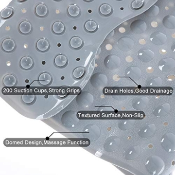 Non-Slip TreeBud Bathtub Mat 39 x 16 Inch Durable Gray