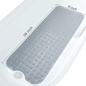 Non-Slip TreeBud Bathtub Mat 39 x 16 Inch Durable Gray