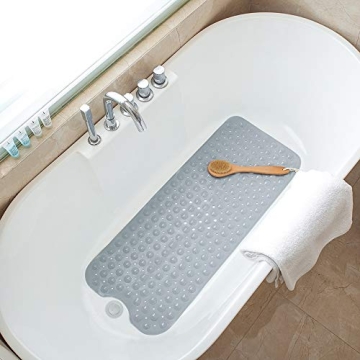 Non-Slip TreeBud Bathtub Mat 39 x 16 Inch Durable Gray