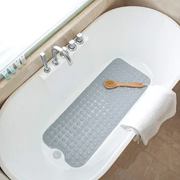 Non-Slip TreeBud Bathtub Mat 39 x 16 Inch Durable Gray