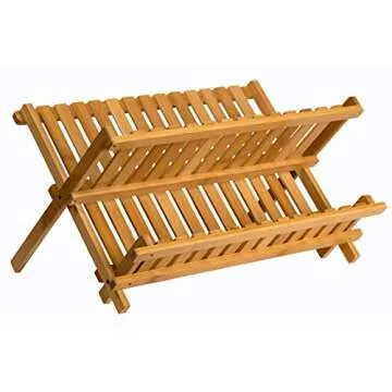 Sagler Bamboo Dish Rack - Collapsible & Compact Design
