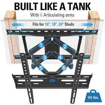 Mounting Dream TV Mount Full Motion TV Wall Mount for Most 32-65 Inch Flat Screen TV, Wall Mount TV ...