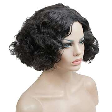 Aimole Short Wavy Wigs Women's Vintage Flapper Wig 1920s Cosplay Halloween Party Daily Everyday Hair...