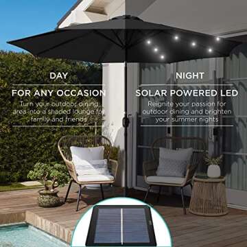 10ft Solar LED Lighted Patio Umbrella with Tilt Adjustment