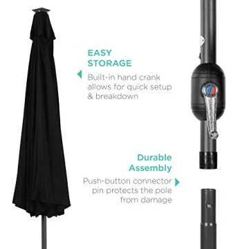 10ft Solar LED Lighted Patio Umbrella with Tilt Adjustment