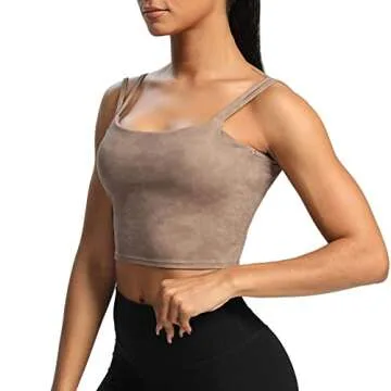 Aoxjox Women's Padded Backless Yoga Crop Tank Top