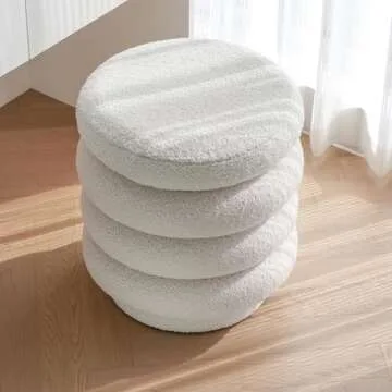 ZOMGE HUZZ Round Ottoman Foot Stool for Chic Storage Solutions