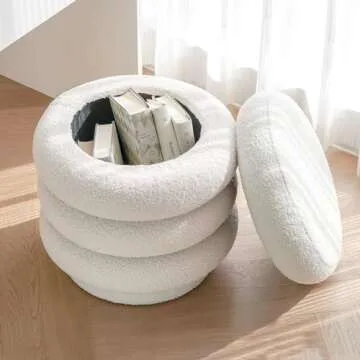 ZOMGE HUZZ Round Ottoman Foot Stool for Chic Storage Solutions
