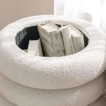 ZOMGE HUZZ Round Ottoman Foot Stool for Chic Storage Solutions