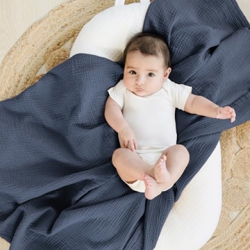 Soft Konssy Muslin Swaddle Blankets, 2 Pack, 47 x 47"