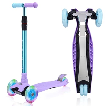 3 Wheel Scooter for Kids Ages 6-12 with Adjustable Height and Light Up Wheels