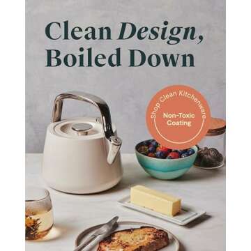 Caraway 2 Quart Whistling Tea Kettle - Durable Stainless Steel Tea Pot - Fast Boiling, Stovetop Agno...