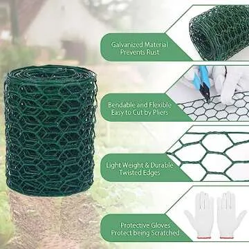 Floral Chicken Wire for Craft,4 x 118 Inch Lightweight Galvanized Hexagonal Chicken Wire Netting, 2mm Thickness Chicken Wire Fence for Garden Poultry, Chicken Wire Mesh with Gloves, Wire Ties, Plier