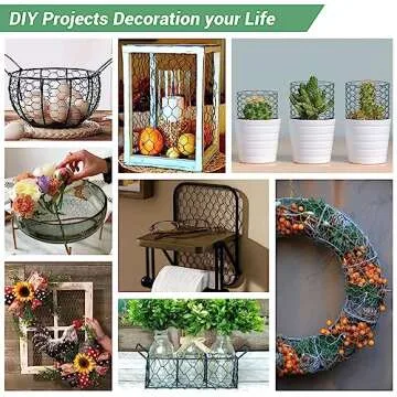 Floral Chicken Wire for Craft,4 x 118 Inch Lightweight Galvanized Hexagonal Chicken Wire Netting, 2mm Thickness Chicken Wire Fence for Garden Poultry, Chicken Wire Mesh with Gloves, Wire Ties, Plier