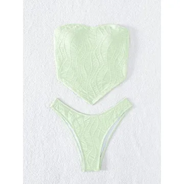 Stylish WDIRARA Strapless Mint Green Bikini Swimsuit