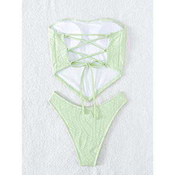 Stylish WDIRARA Strapless Mint Green Bikini Swimsuit