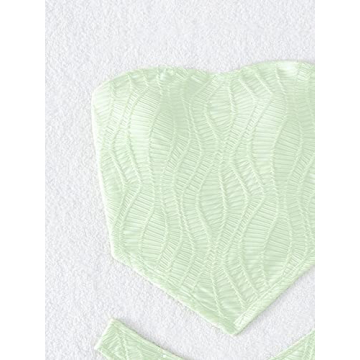 Stylish WDIRARA Strapless Mint Green Bikini Swimsuit