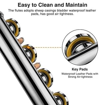 Quality POGOLAB Nickel Plated Flute for Beginners & Players