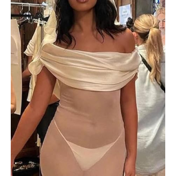 Sexy See Through Mesh Patchwork Maxi Dress for Women