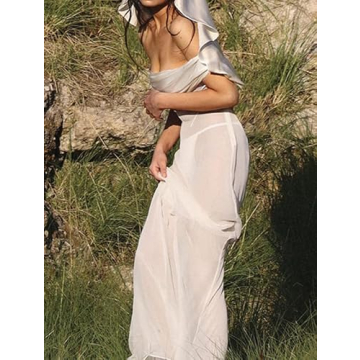 Sexy See Through Mesh Patchwork Maxi Dress for Women