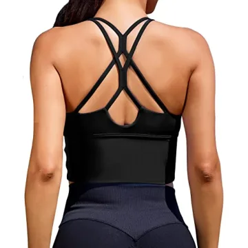 XUNYU Strappy Criss Cross Sports Bra for Women - Medium Support, Stylish Fitness Crop Top