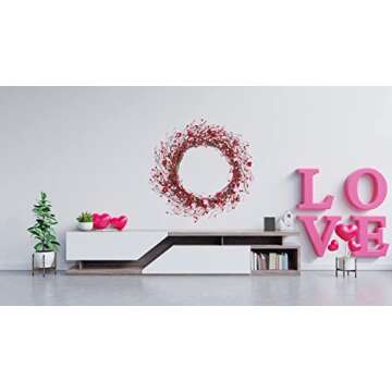 J'FLORU Valentine’s Day Wreaths for Front Door 20 Inch Valentine’s Day Wreath Valentines Wreath with Cute Hearts and Berries Valentine’s Day Gifts Anniversary Wedding Decorations (Red/Pink)