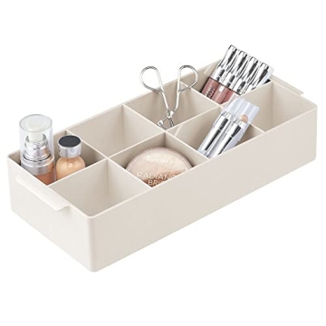 mDesign Plastic Divided Makeup Organizer Holder Tray for Bathroom Drawer, Vanity, Countertop Storage...